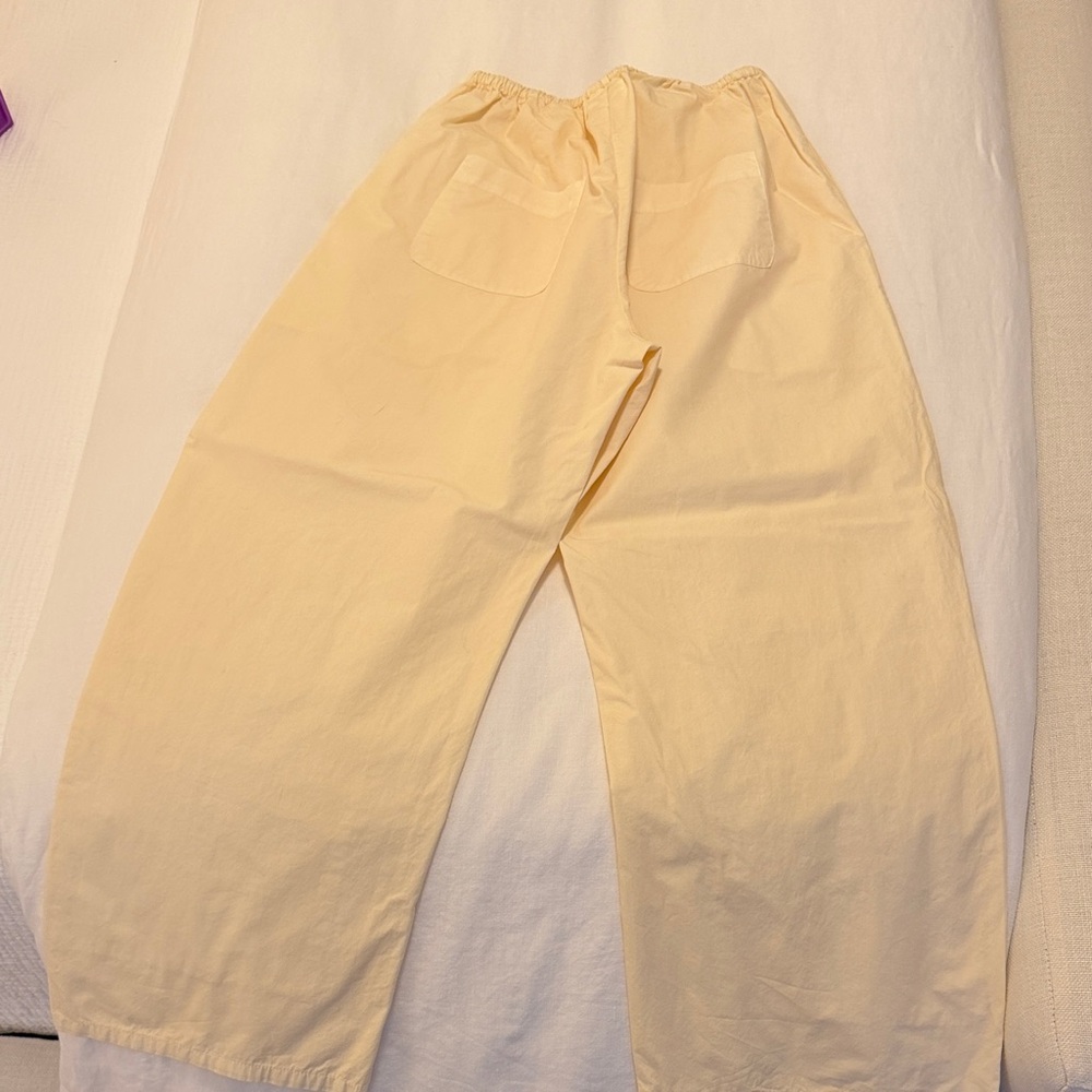 LESET Cream Wide Leg Cotton Drawstring Pants - Picture 3 of 3